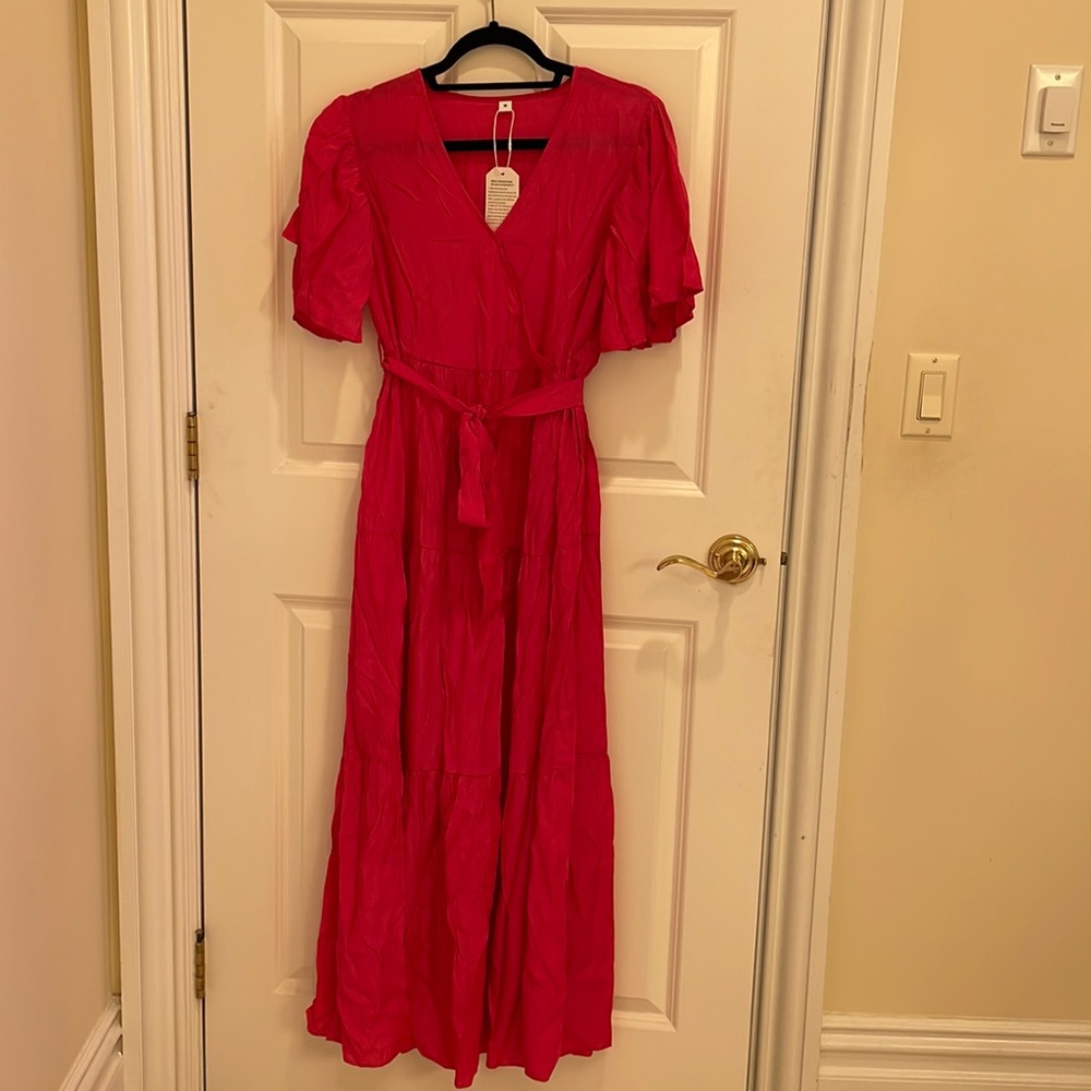 Rose Red short sleeve maxi dress